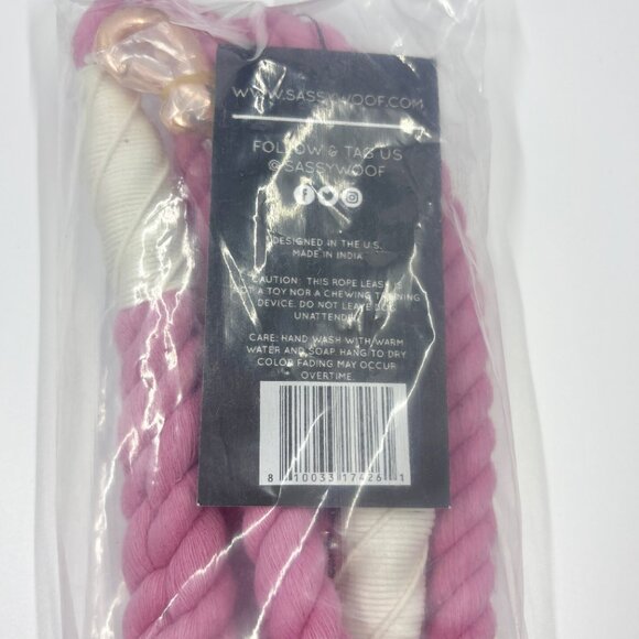 NWT Sassy Woof Dog Rope Leash Cotton Candy Pastel Pink Rose Gold 5 Feet - Picture 9 of 10